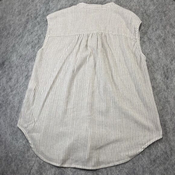 Mod Ref Black Stripe tank top Size M Stretch High Neck Sleeveless Swing Top - Picture 2 of 9